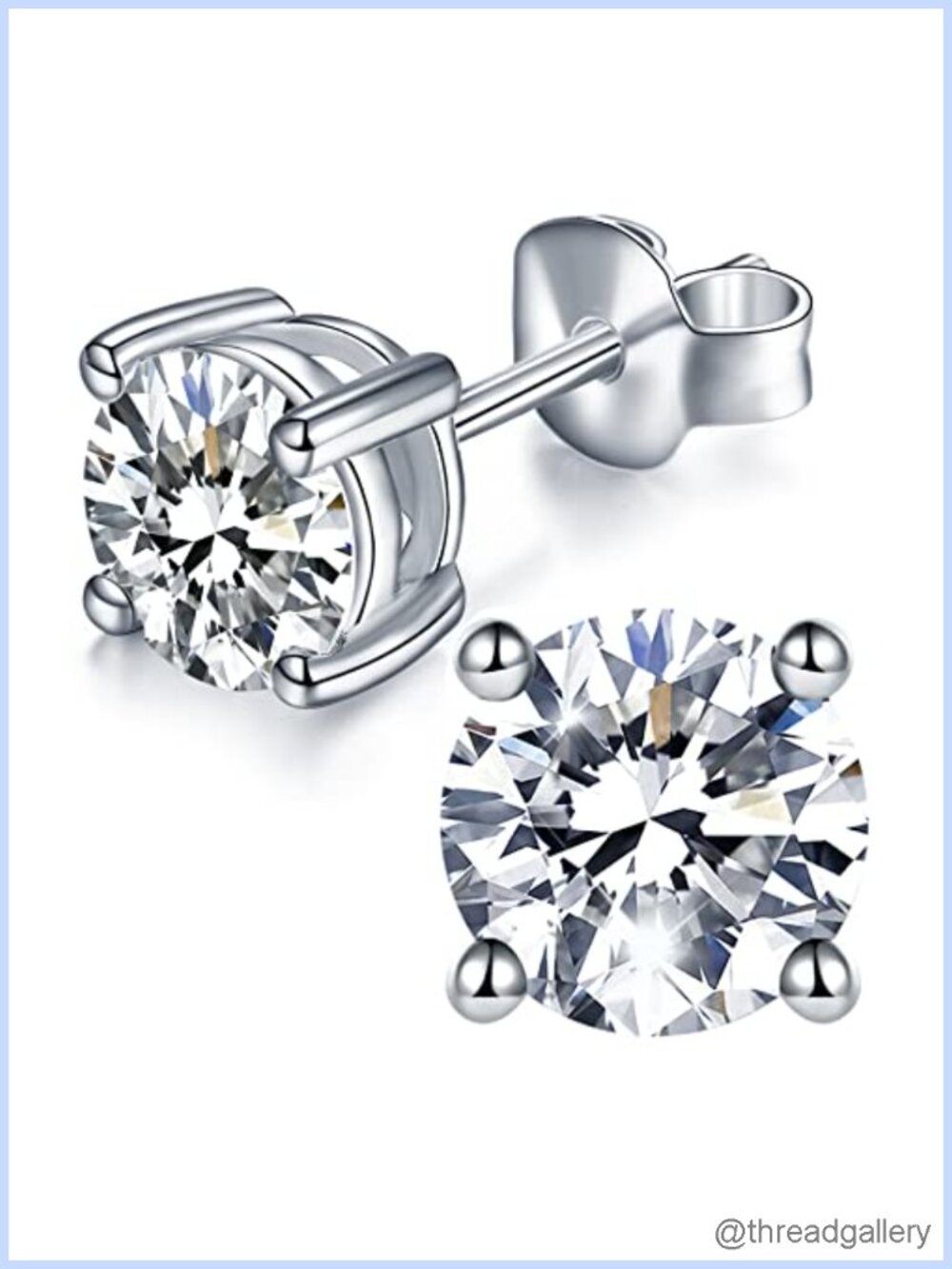 Moissanite Stud Earrings 1CT Sterling Silver 18K White Gold Plated Push Back